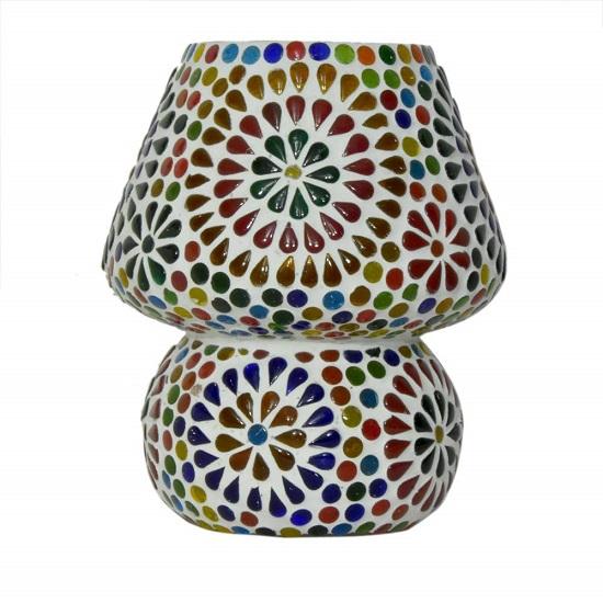 Mosaic Dome-Shaped Multicolour Glass Table Lamp – 25 Cm for Living Room, Bedroom, Desk