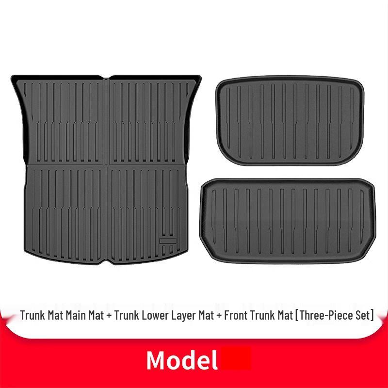 Tesla Model Y Refresh Trunk and Floor Mat Set - TPE Front, Rear, and Tail Box Mat Accessories