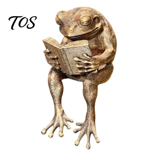 Literarischer Stil Raumdekoration Lese-Frosch Figur, Buchstützen für Bücherregal Dekoration, Harz Ornament Exquisites Geburtstagsgeschenk Freunde Zuhause Büro Arbeitszimmer