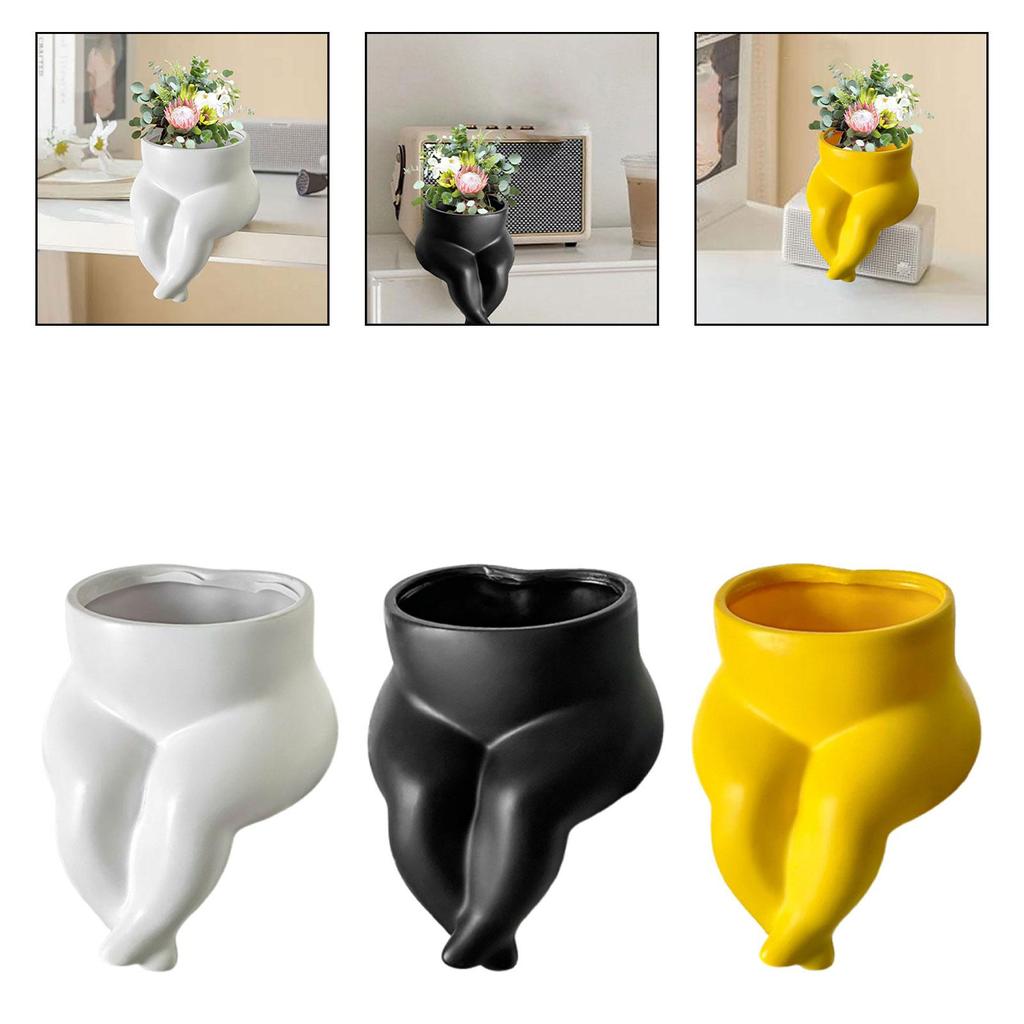 Resin Body Form Flower Pot Vase Versatile for Fireplace Decor, Decorative Minimalist Desk Edge Ornament