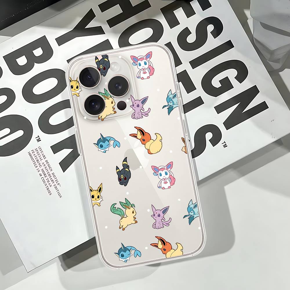 Cute Cartoon P-Pokemon Phone Case For IPhone 17 16 15 14 Plus 13 12 11 Pro Max Phone Back Cover Transparent Shockproof Cover