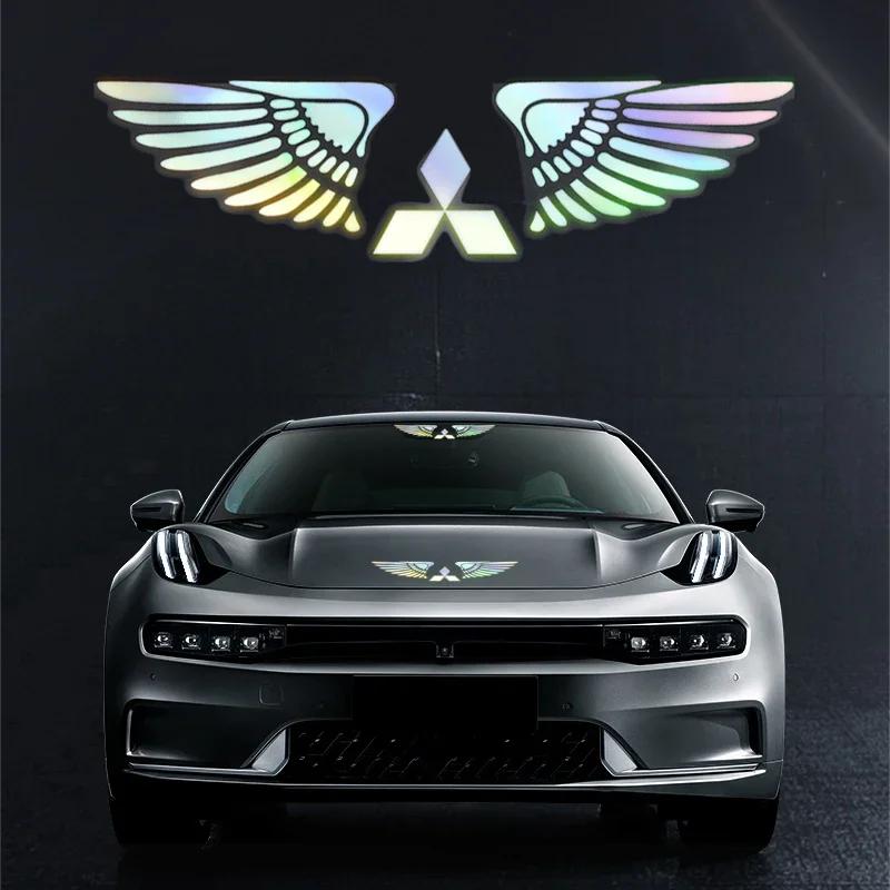 Car Logo Angel Wings Decoration 3D Reflective Waterproof Sticker For Mitsubishi ASX Lancer Pajero Outlander L200 Delica Eclipse