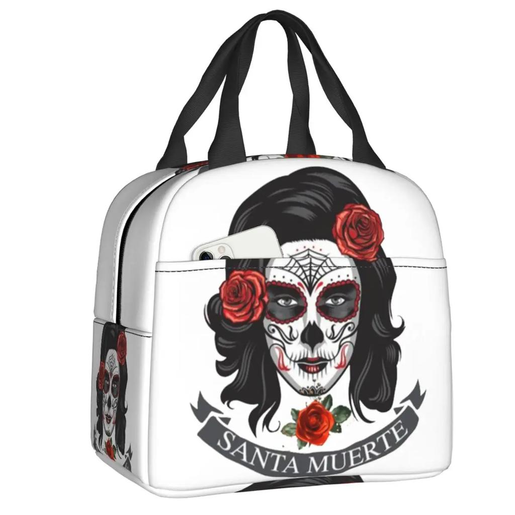 Santa Muerte Sfânta Moarte Cutii de Prânz Portabile Femei Impermeabile Mexicane Ziua Morților Craniu de Zahăr Răcitor Termic Izolat pentru Mâncare