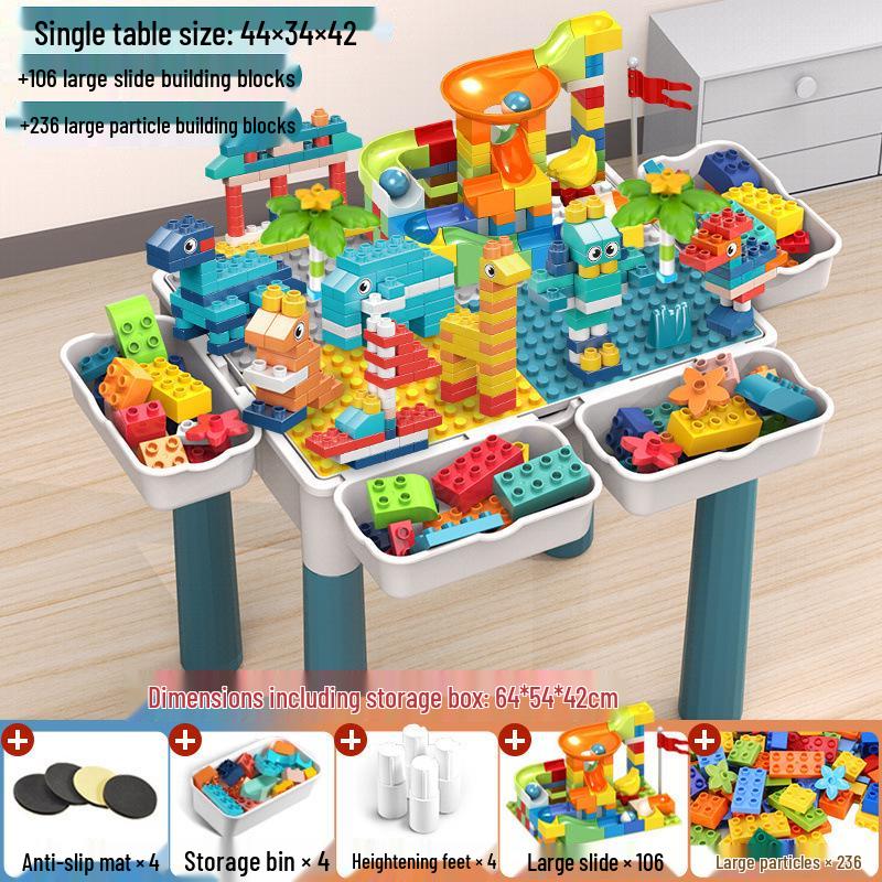 Large Particle Multifunctional Building Blocks Table for Early Education Games