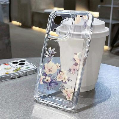 Transparente Handyhülle All Inclusive Blumenhülle für iPhone 16 15 Plus 14 13 12 Mini 11 Xs Xr 7 Samsung S24+ S23 A54 Weiche Silikonhülle mit Schmetterlings-Print