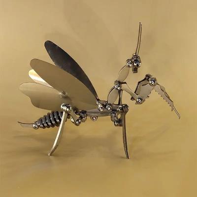 1PC Stainless Steel Mantis Mechanical Insect DIY Assembled Model Kit Hand Assembled Metal Crafts Decorations Gifts