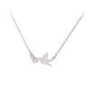 Korean Zinc Alloy Color Cute White Dove Necklace for Women Fashion Simple Temperament Zircon Clavicle Chain Necklace Jewlery