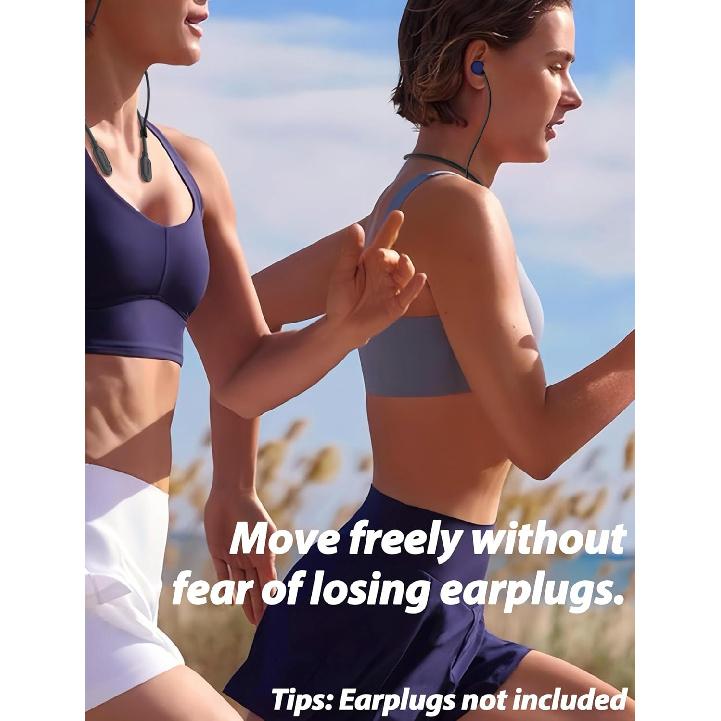 HALLEAST Earplugs Cord, Anti-Lost Earplug Lanyard Neckband, Safety Connector Strap, Black