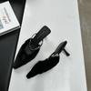 Fashion 2025 New Pointy Thin Heels Europe And The United States Fashion High Heels Fur Shoes Bao Head Sandals Empty A Line With A Middle