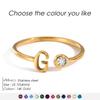 EMANCO Birthstone Initial Custom Ring Open End Ring Stainless Steel Name Custom Jewelry Women's Ring