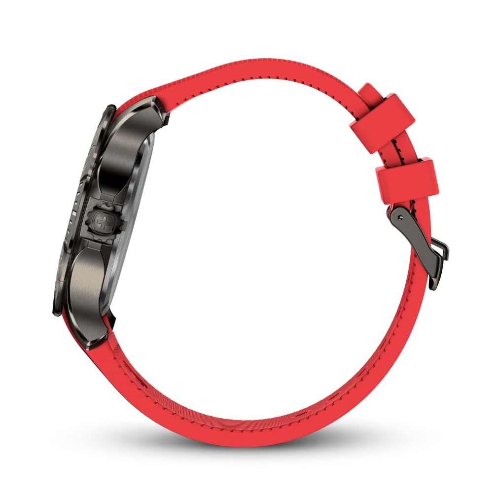 WENGER SEAFORCE Quartz Analog Watch with Stainless Steel Case Black Ice Red Silicone 200m Water Black Men's (316L)