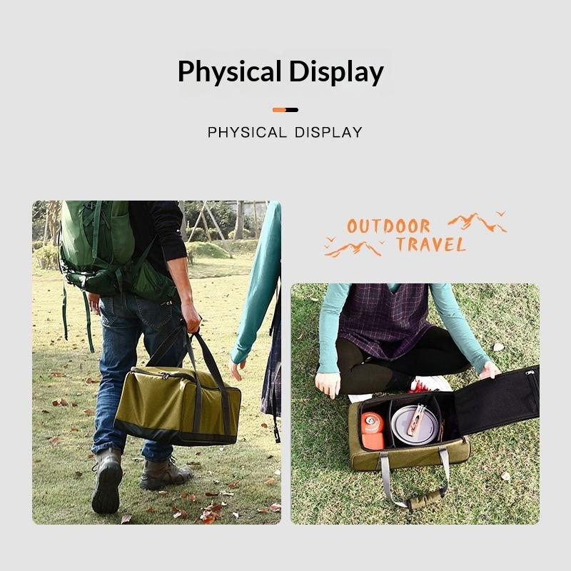 Outdoor Camping Picnic Tableware Storage Bag Oxford Cloth Camping Cookware Organizer Bag Kitchen Utensils Pots Storage Pouch