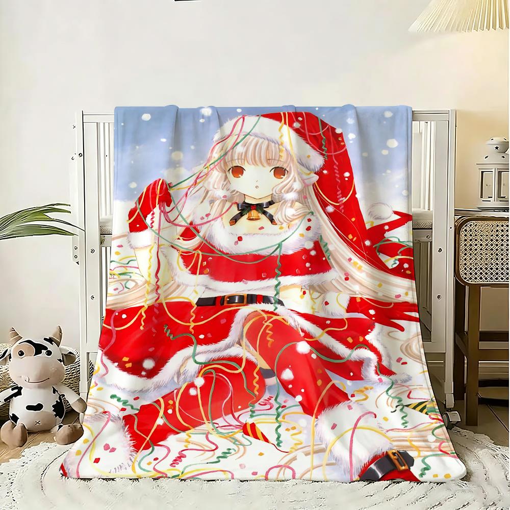 Classic cute Anime Chobits Throw 240g Flannel Blanket Lightweight Soft Skin-friendly Summer Thin Throw Blanket 75x90cm