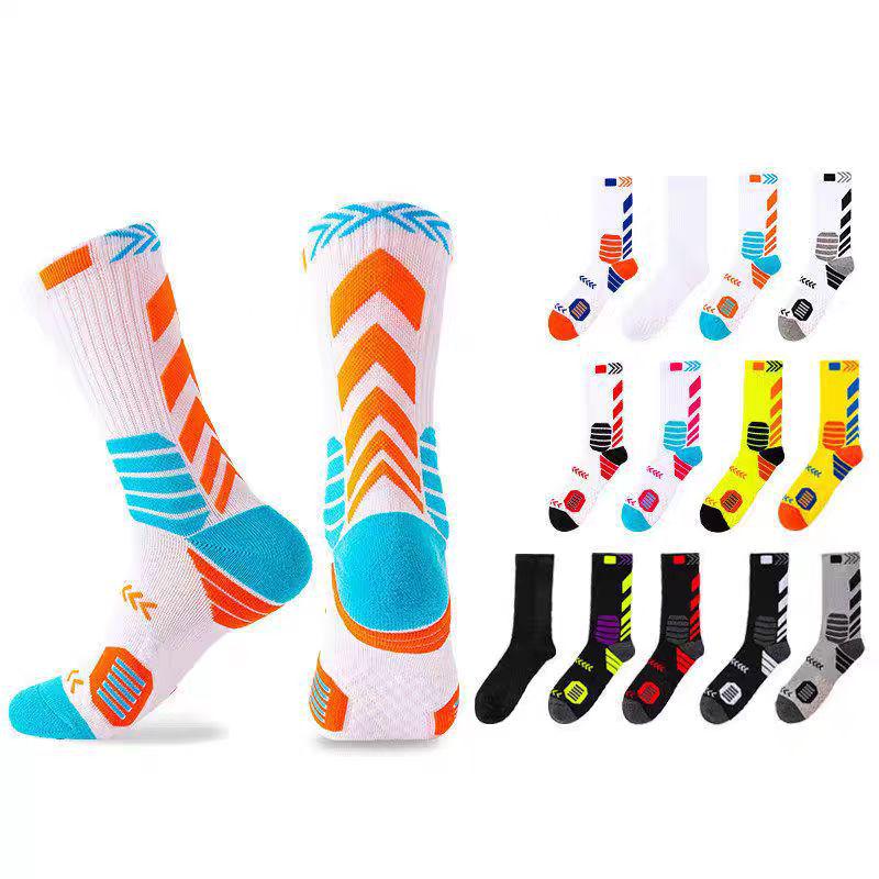 Elite Cross-Border Basketball Socks: Unisex Color Block Long Tube, European and American Style, Professional Sports Training Socks.