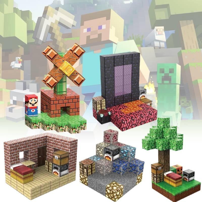 Vibrant Magnetic Building Blocks Set Minecraft Theme Diy Construction Toys