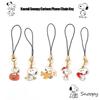 Hot  5Pcs Kawaii Snoopy Cartoon Phone Chain Key Lanyard Schoolbag Charm Pendant Bag Keychains For Backpacks For Girls And Bo