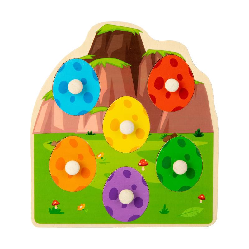 Children's Dinosaur Egg Color Matching Three-dimensional Jigsaw Puzzle Early Education Aware Baby Enlightenment Wooden Toy