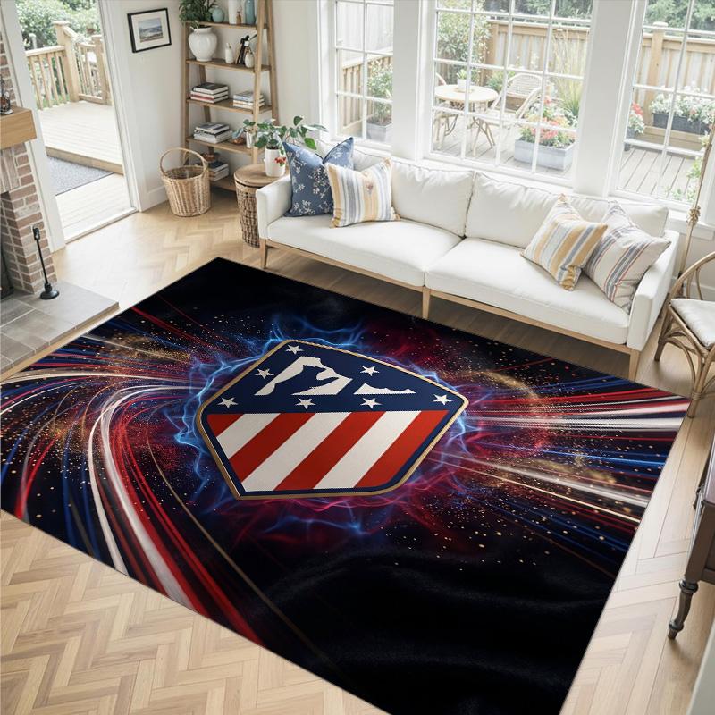 Atletico Madrid Design Crystal Velvet Carpet Cozy Non?Slip Printed Rug For Bedroom Living Room Entrance