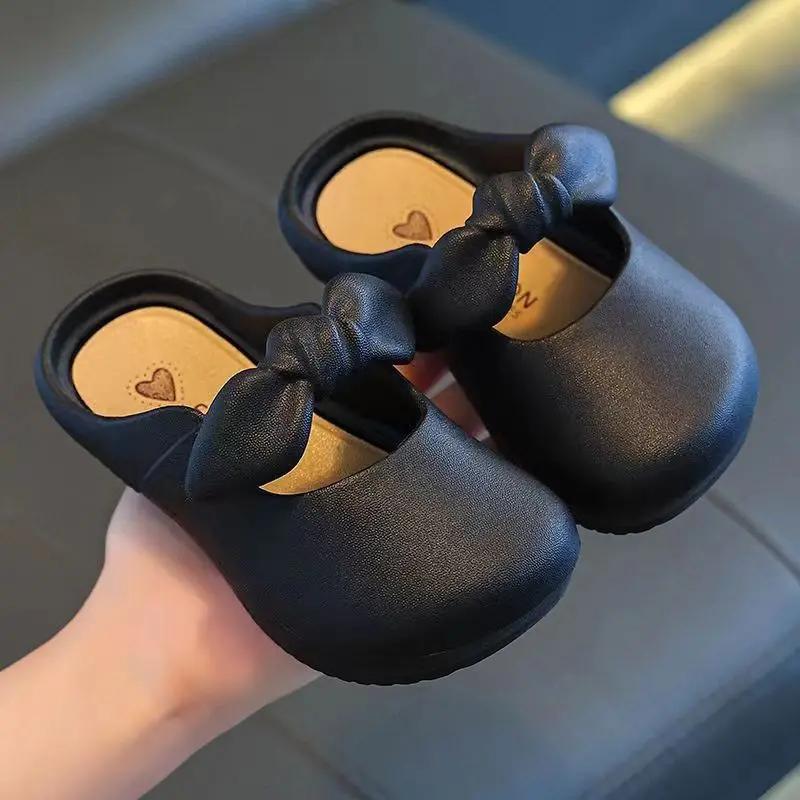 

Children Slippers Children s Cute Bao Toe Shoes Wear Flat House Bow-tie Shoes Girls Shoes Slippers Kids House Slippers 34-35Inner Leng20cm чорний