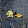 Fun And Elegant Food Themed Brooch Featuring Hamburger And Hot Dog Designs Portable Accessory for Daily Casual Wear