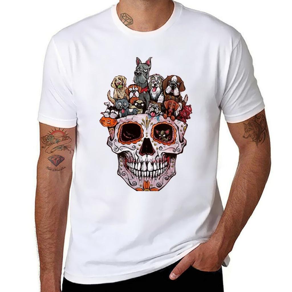 Dogs Skull TShirt Basic Casual Wear Short Sleeve Top