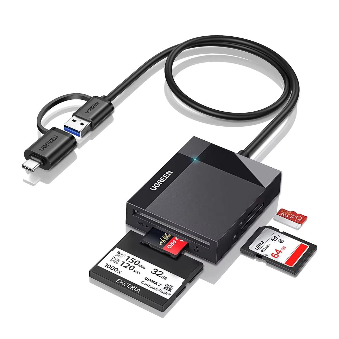 UGREEN 40755 SD Card Reader USB C USB 3.0 Multi Memory Card Adapter External SD MS CF Compact Flash Camera Card Reader