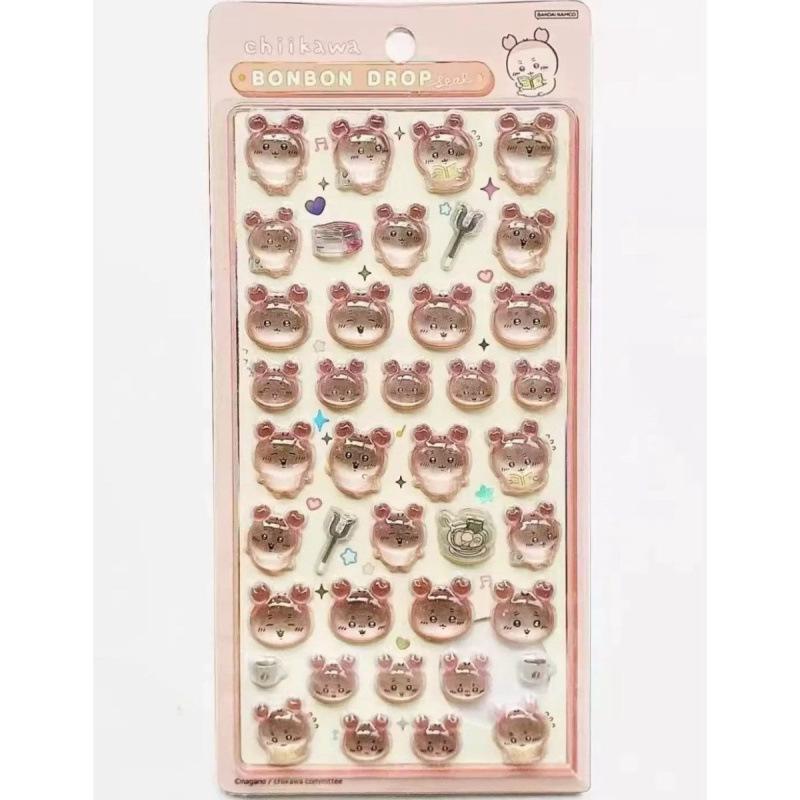 Chiikawa 3D Crystal Stickers Usagi Stereoscopic Adhesive Decal Glitter Transparent Sticker Diy Scrapbook Laptop Phone Decorative