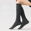 Dui Dui Socks, Double-needle Calf Socks, Women's Autumn and Winter Black Ear-trimmed Cotton Socks, Long Stockings, Boots, Lace Socks