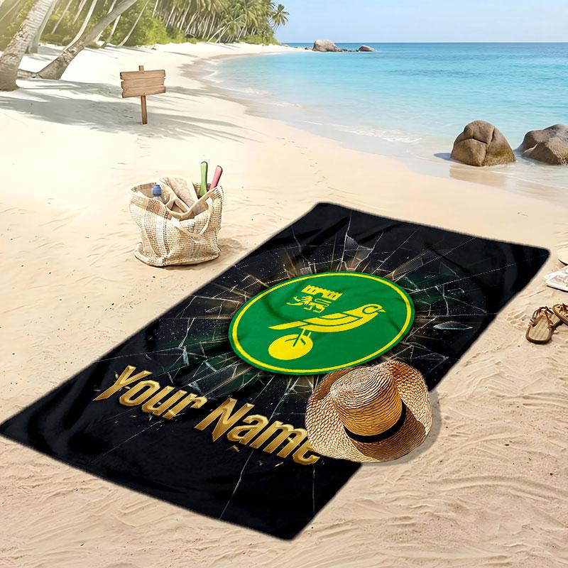 Norwich City Personalisiertes Bedrucktes Strandtuch Fußballlogo Unterstützung Benutzerdefinierter Name Text Absorbierendes Handtuch Für Sport Reisen Besonderes Geschenk