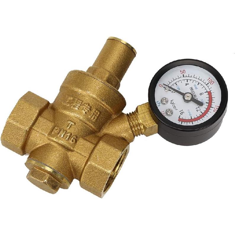 Pressure Reducer DN20 Brass Adjustable Water Pressure Regulator Reducer with Meter