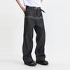 VOGUO RELAY Unisex Washed Loose Straight Raw Denim Jeans