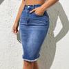 New elastic high waist edging skirt denim hip skirt