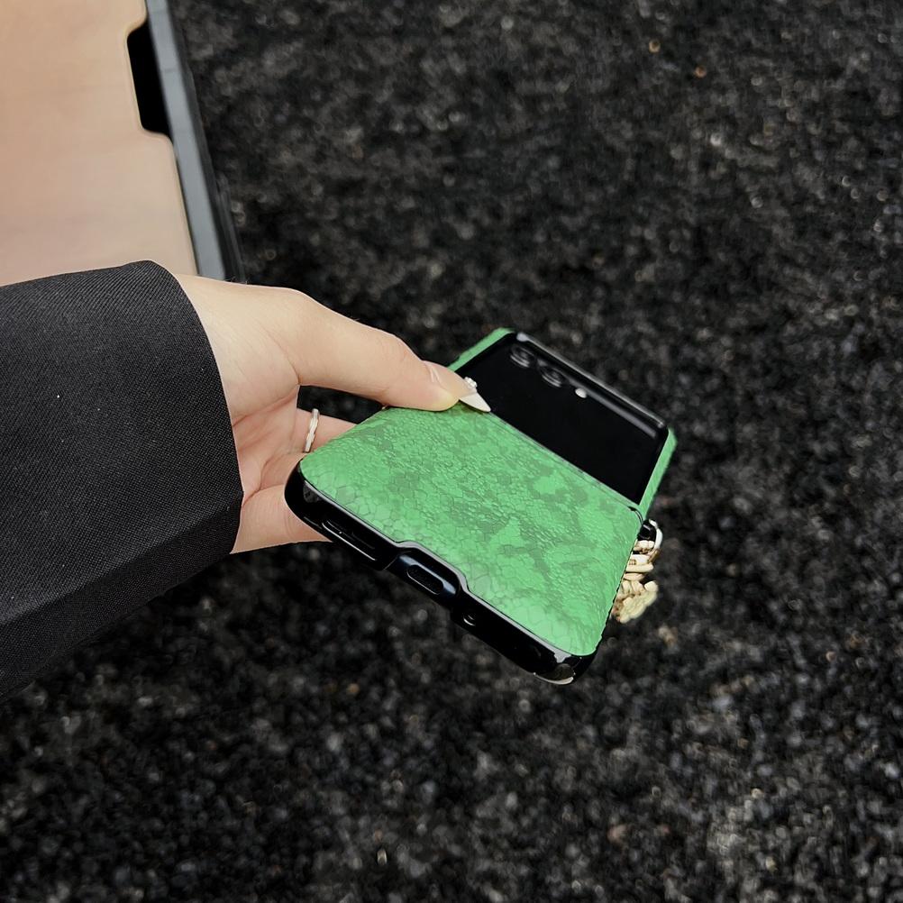 Plain Python Skin Pattern Side-hung Phone Case For Samsung Z Flip 7 Flip7 Flip 6 Galaxy Z Flip 6 5 Slim Hard Protect Cover