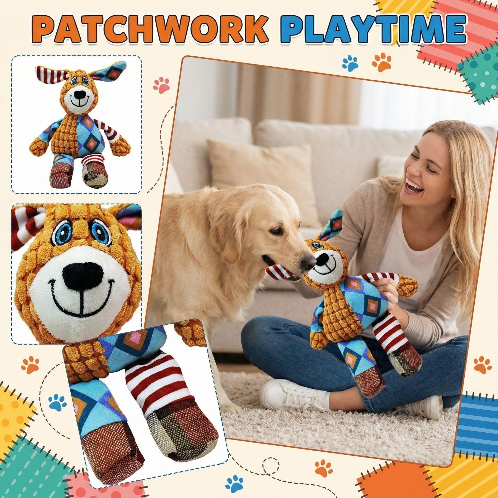 

Pet Toy: Plush Patchwork Dog One Size