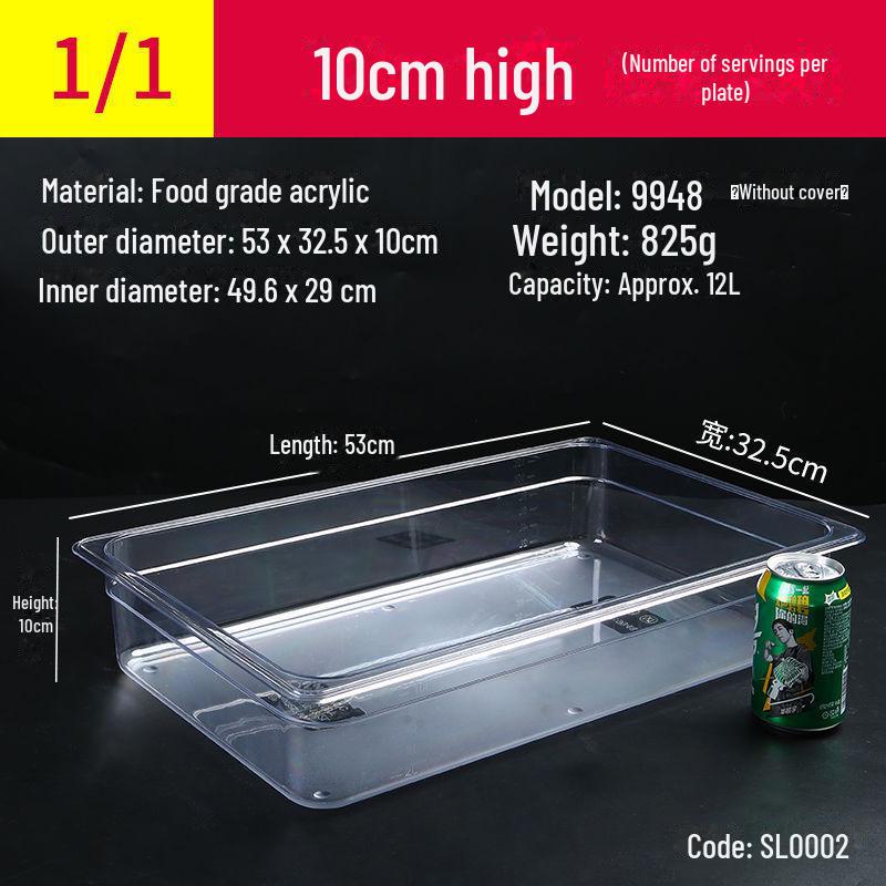 Transparente rechteckige Acryl-Heißtopfschale und Frischhalte-Obst-Auslagebox