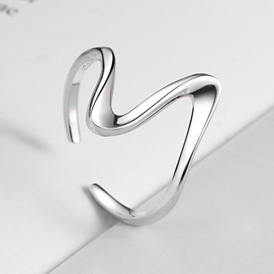 Anello aperto geometrico liscio irregolare in Argento Sterling 925 per Donna Placcato Oro Gioielli Regali Ingrosso S-R683