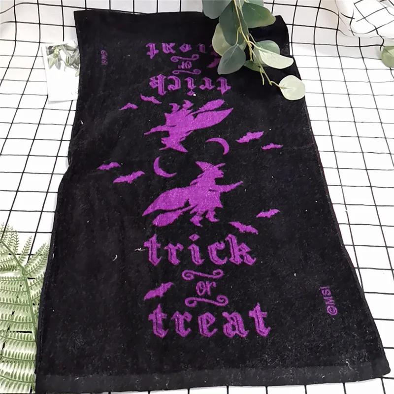 1Pc 39x64cm Halloween Series Pumpkin Skull Printed Cotton Cleaning Cloth Kitchen Hand Tea Towel Party Gift
