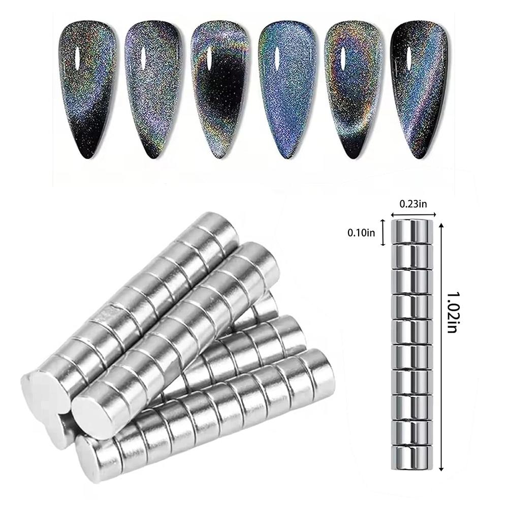 YIKOOLIN 10/50PCS Mini Round Magnets Set Cat Eye Design for Acrylic Nail Clippers Measuring Artificial Nail Length Compatible