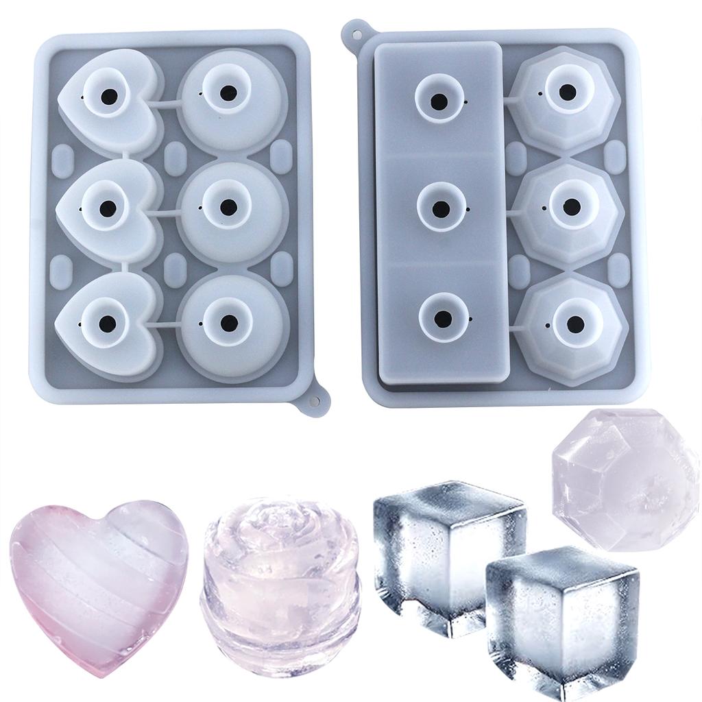 Silicone Mold Ice Cube Tray With Covers Ice Cube Molds Rose heart,Diamond Ice Cube Maker Mold For Cocktails Drinks Whiskey