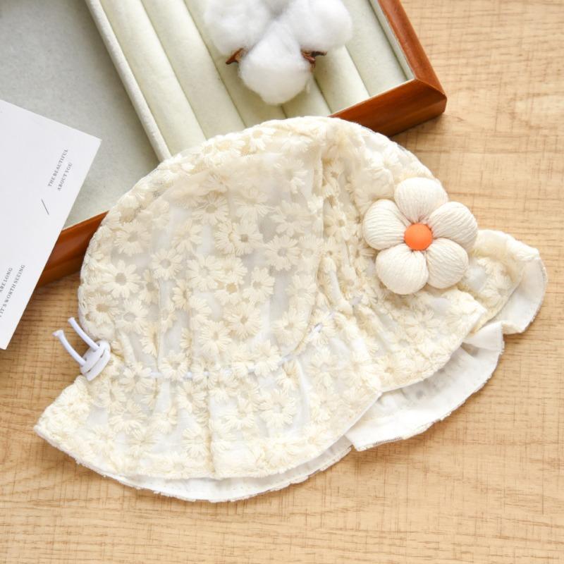 Amoi Baby Hat Princess Sweet Lace Flower Bucket Hat Baby Child Basin Hat Baby Girl Sunshade Sunscreen