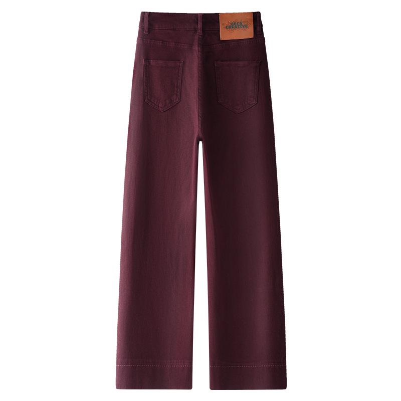 Ancola Women's Retro Red High-Waist Loose Straight-Leg Jeans, Autumn/Winter 2024 Collection