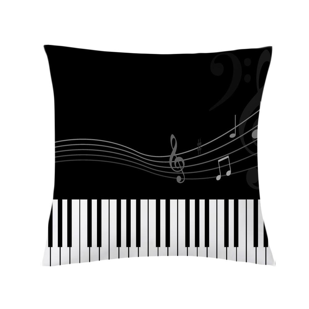 Retro Music Notes Double-Sided Printed Pillow Cover Short Plush Suitable Living Rooms Bedrooms Sofas Throw Cushion Cover