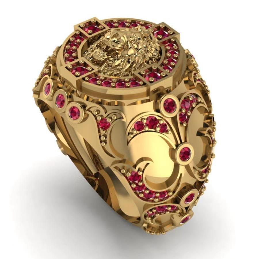 New Basketball Champion Lion Animal Ring Men's Hip Hop Style Stainless Steel  for Sports Fans