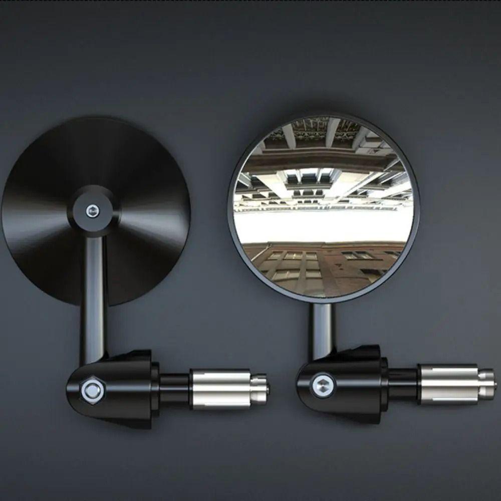 2Pcs Full Angle Motorbike Handlebar Mirror Flat/Convex Handle Bar End Mirror for 16-18mm ID Handle