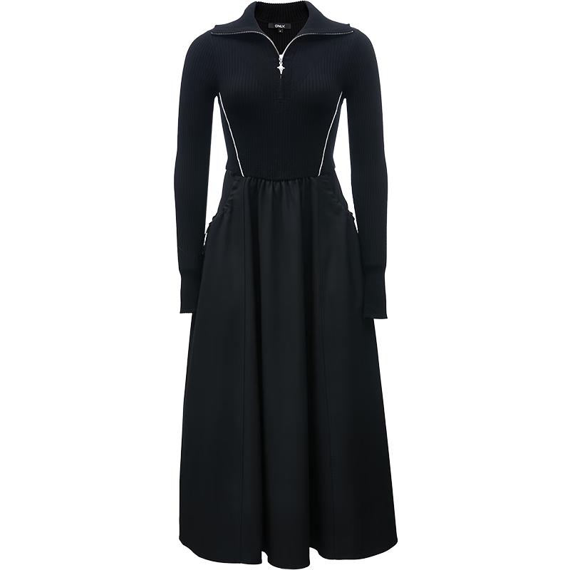 ONLY Women's Lapel Knit A-Line Midi Dress
