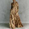 Women's Floral Print Maxi Shirt Dress Long Sleeve Button Front Casual Flowy Dress