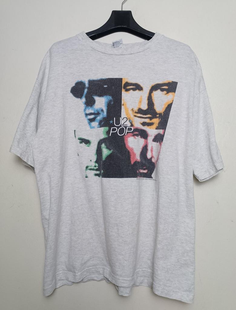 26 Maglietta Vintage Anni '90 U2 Pop Mart Tour 1997 Rock Band Taglia XL GRIGIO CHIARO Maglietta Unisex