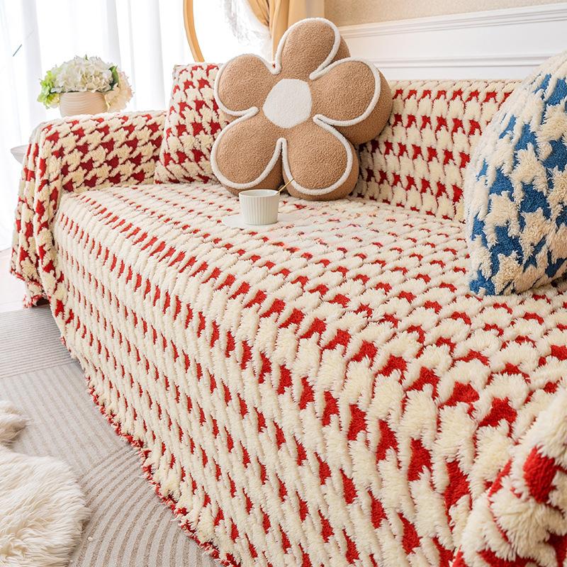 Affordable Luxury Style Plush Sofa Full Cover Cloth Non-Slip Universal Universal Sofa Cover Simple Style Sofa Towel High Sense