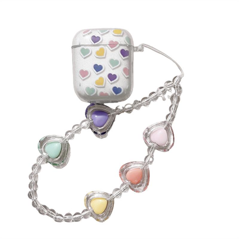 The bracelet is suitable for Apple 1/1/1/1st generation transparent earphone case airpodspro1 earphone cover hanging chain design is cute