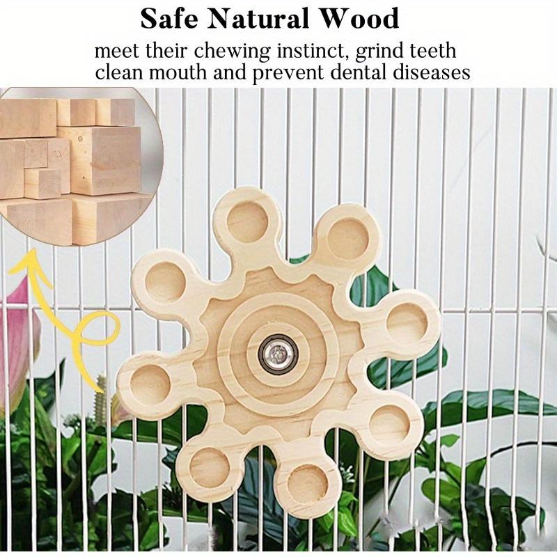 Chinchilla Wooden Rotating Chew Toy Teeth Health Interactive Spinner Hanging Cage Accessory 6.3In Squirrel Hamster Molar Toy Fun